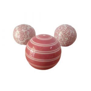 3 Bolas Decorativas, Cerámica, Hogar Mesa, Color Blanco Marrón - Imagen 3