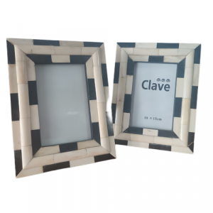 2 Portafotos Portaretratos Decoración, Madera Blanco y Negro - Imagen 1