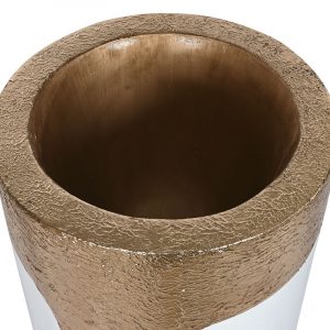 Macetero Fibra Vidrio, Blanco y Dorado, 105cm Altura - Imagen 3