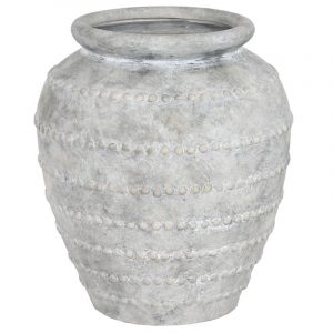 Jarron de Terracota, Acabado Envejecido, Gris Claro - Imagen 1