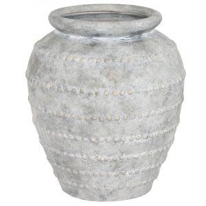 Jarron de Terracota, Acabado Envejecido, Gris Claro - Imagen 4