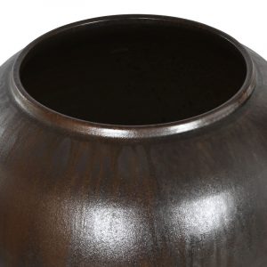 Ánfora Cerámica Vidriada, Acabado Envejecido, Marrón Oscuro - Imagen 2