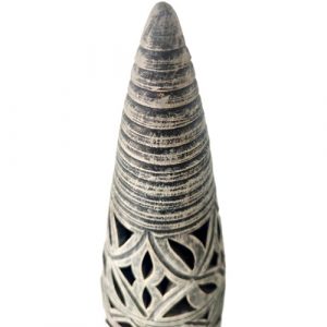 Lámpara Mesa Artesana Terracota, Rustico, Pirámide Color Gris Negro - Imagen 3