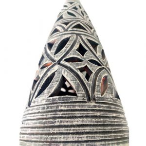 Lámpara Mesa Artesana Terracota, Rustico, Pirámide Color Gris Negro - Imagen 2