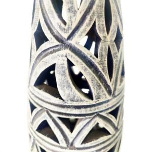 Lámpara Mesa Artesana Terracota, Rustico, Pirámide Color Gris Negro - Imagen 5