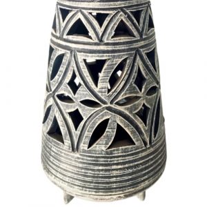 Lámpara Mesa Artesana Terracota, Rustico, Pirámide Color Gris Negro - Imagen 4