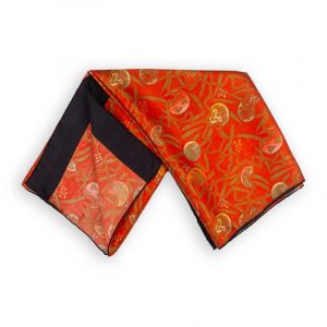 Pañuelo Seda Satín Rojo Negro, Fular Estampado, Cuello y Hombros - Imagen 3