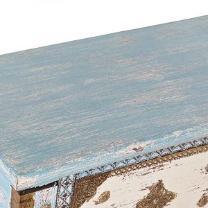 Arcón Baúl, Madera Mango Tallada, Metal Latón, Diseñó Envejecido - Imagen 3