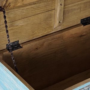 Arcón Baúl, Madera Mango Tallada, Metal Latón, Diseñó Envejecido - Imagen 5