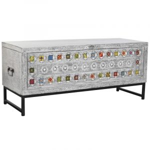 Baúl, Arcón Madera Mango Cerámica, Color Gris Multicolor, Diseño Envejecido - Imagen 1