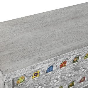 Baúl, Arcón Madera Mango Cerámica, Color Gris Multicolor, Diseño Envejecido - Imagen 2