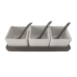 3 Mini Bowls, Salseras con Cucharillas, Porcelana - Imagen 5